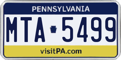 PA license plate MTA5499