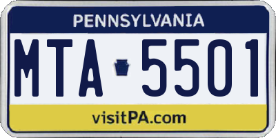 PA license plate MTA5501