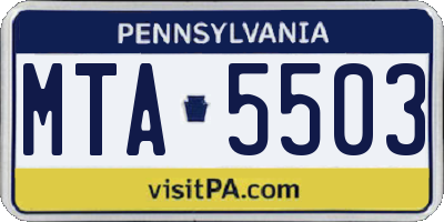 PA license plate MTA5503