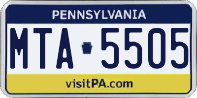 PA license plate MTA5505
