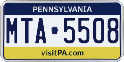 PA license plate MTA5508