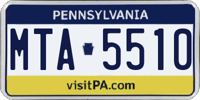 PA license plate MTA5510