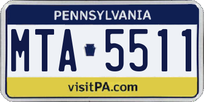 PA license plate MTA5511