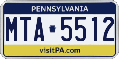 PA license plate MTA5512