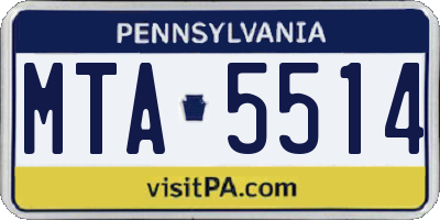 PA license plate MTA5514