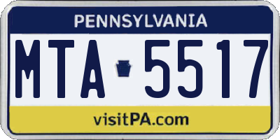 PA license plate MTA5517