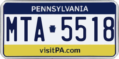 PA license plate MTA5518