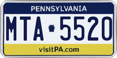 PA license plate MTA5520