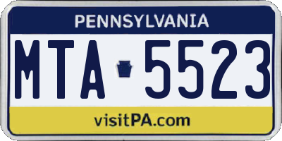 PA license plate MTA5523