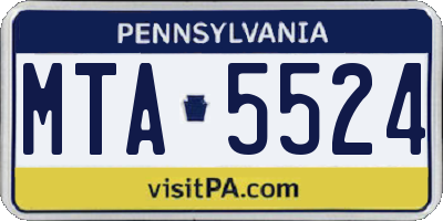 PA license plate MTA5524