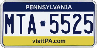 PA license plate MTA5525