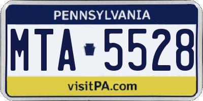 PA license plate MTA5528