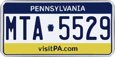 PA license plate MTA5529