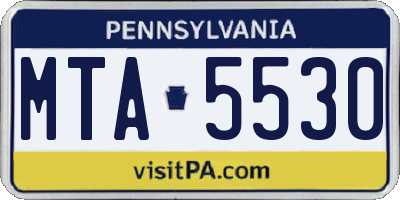 PA license plate MTA5530