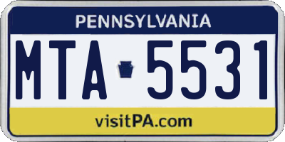 PA license plate MTA5531