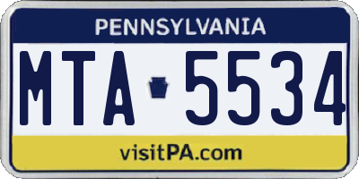PA license plate MTA5534