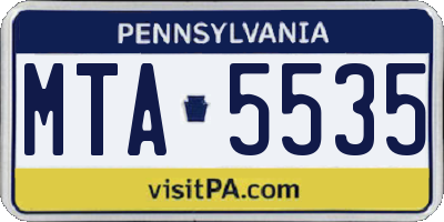 PA license plate MTA5535