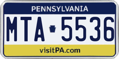 PA license plate MTA5536