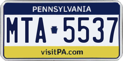 PA license plate MTA5537