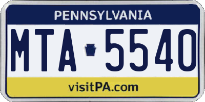 PA license plate MTA5540