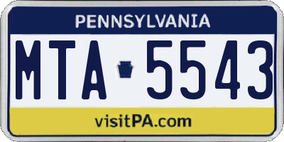 PA license plate MTA5543