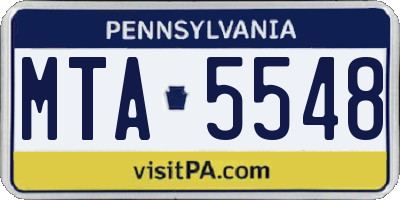 PA license plate MTA5548