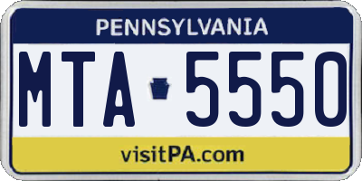 PA license plate MTA5550