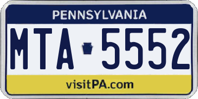 PA license plate MTA5552