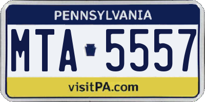 PA license plate MTA5557
