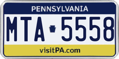 PA license plate MTA5558