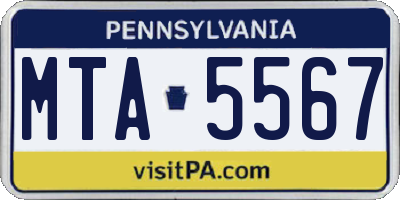 PA license plate MTA5567