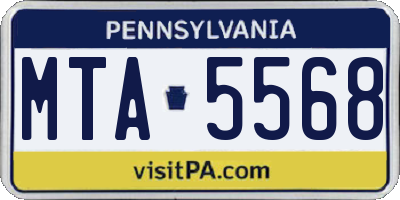 PA license plate MTA5568