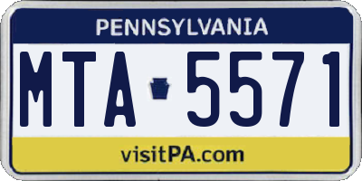 PA license plate MTA5571