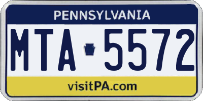 PA license plate MTA5572