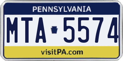 PA license plate MTA5574