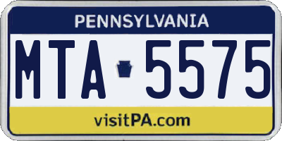 PA license plate MTA5575