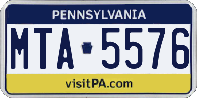 PA license plate MTA5576