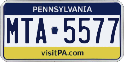 PA license plate MTA5577