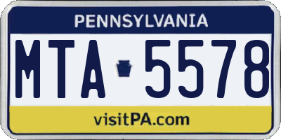 PA license plate MTA5578