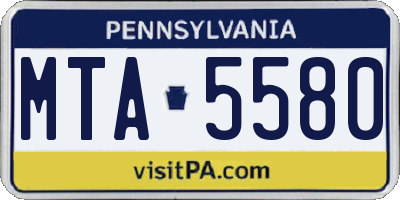 PA license plate MTA5580