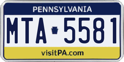 PA license plate MTA5581