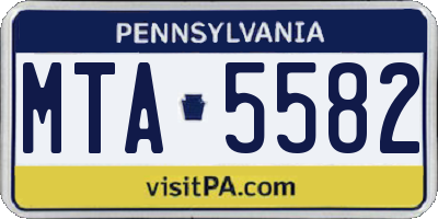 PA license plate MTA5582