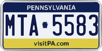 PA license plate MTA5583