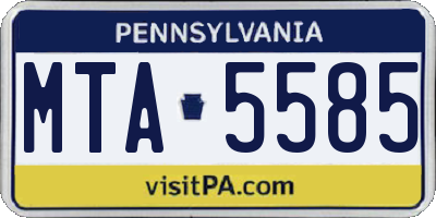 PA license plate MTA5585