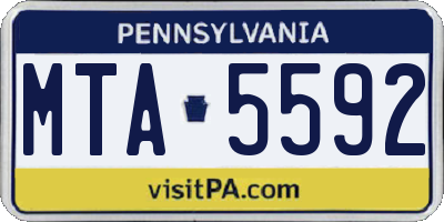 PA license plate MTA5592