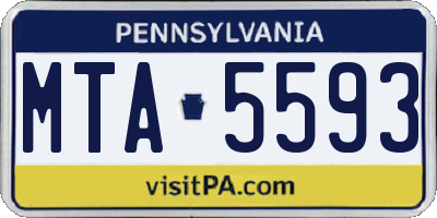 PA license plate MTA5593