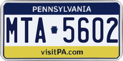 PA license plate MTA5602