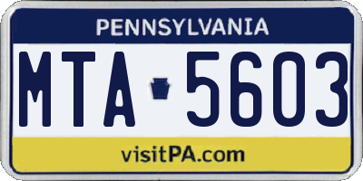 PA license plate MTA5603