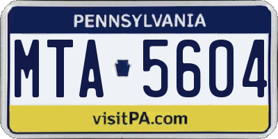 PA license plate MTA5604