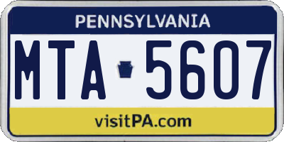 PA license plate MTA5607